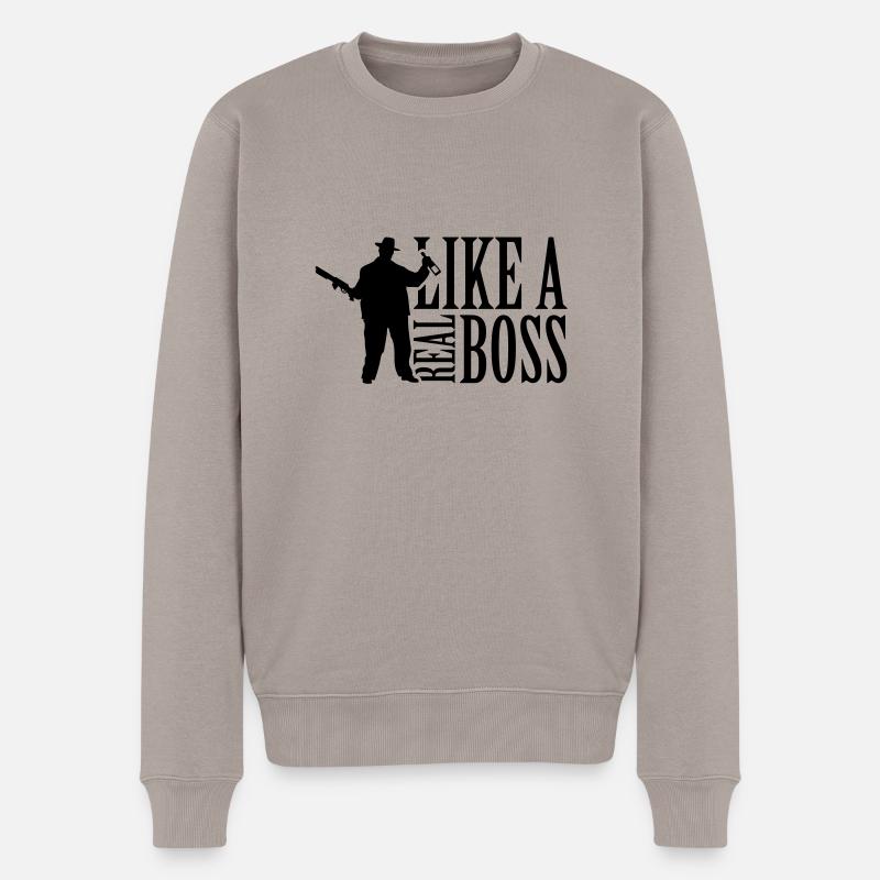 like_a_real_boss_t1 - Männer Premium Bio Pullover - Taupe