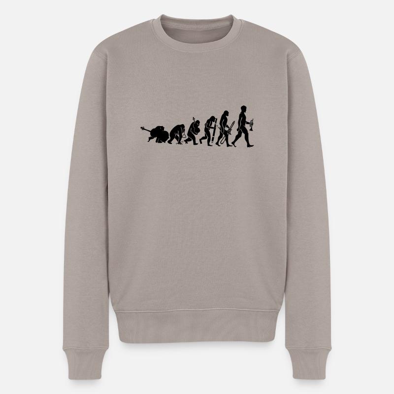Evolution mit Musik - Männer Premium Bio Pullover - Taupe