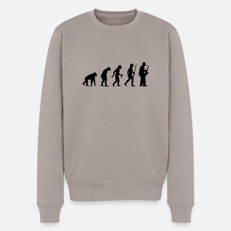 l'évolution du saxophone - Pull Premium bio Homme - taupe