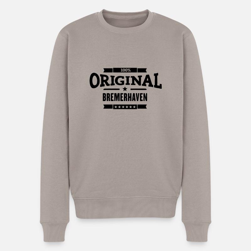 Original Bremerhaven - Männer Premium Bio Pullover - Taupe