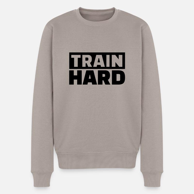 Train Hard - Pull Premium bio Homme - taupe