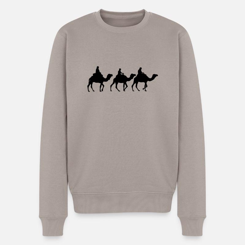 Camel - Dromedar - Kamel - Karawane - Männer Premium Bio Pullover - Taupe