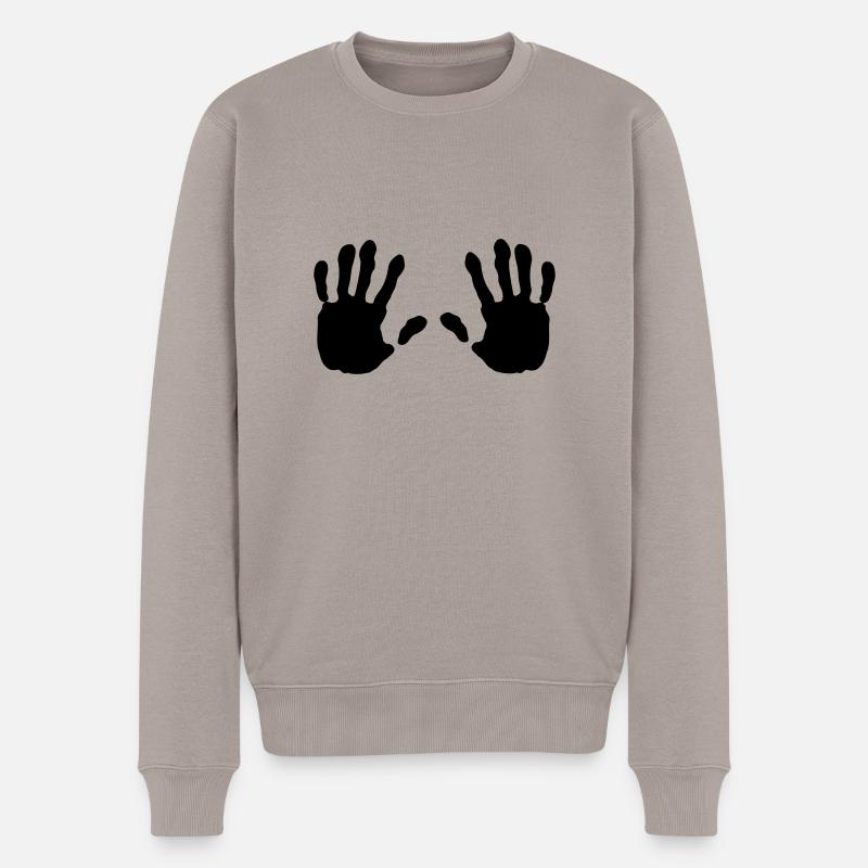 haende, Hand - Männer Premium Bio Pullover - Taupe