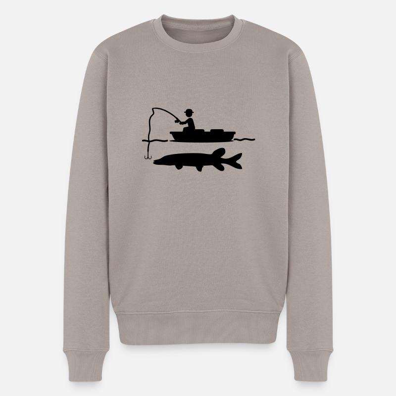 Hecht_Fishing - Männer Premium Bio Pullover - Taupe