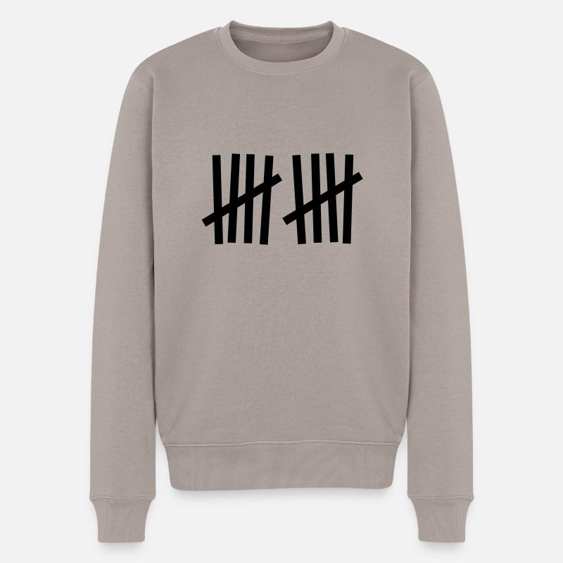 Strichliste 10 Striche - Männer Premium Bio Pullover - Taupe