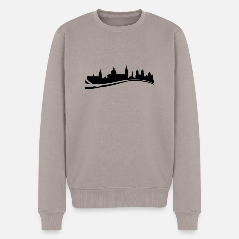 Skyline Salzburg Welle - Männer Premium Bio Pullover - Taupe