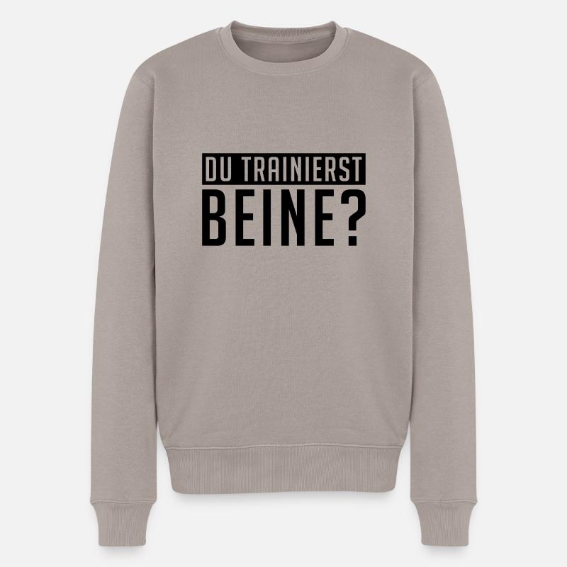 du_trainierst_beine_ry1 - Männer Premium Bio Pullover - Taupe