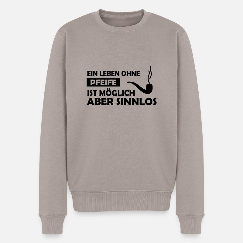 ein leben ohne pfeife - Männer Premium Bio Pullover - Taupe