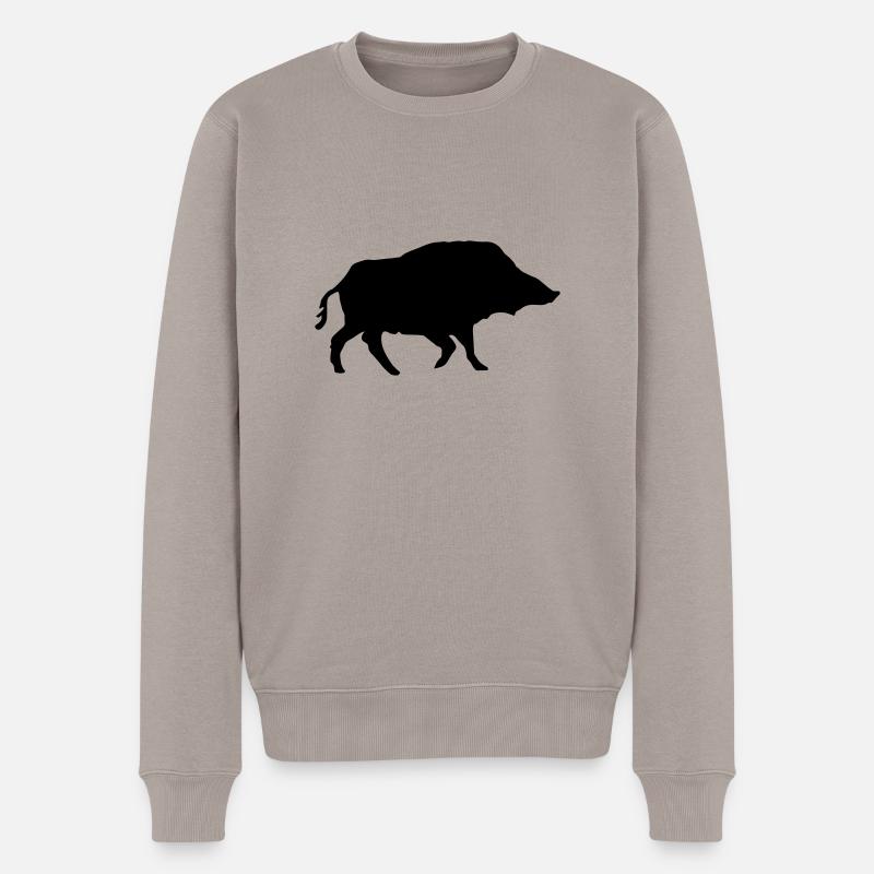 Wildschwein - Männer Premium Bio Pullover - Taupe