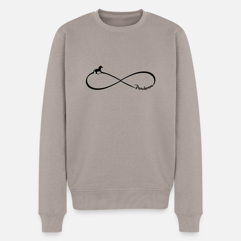 Pferdemotiv Percheron Kutscher Unendlichkeit acht - Männer Premium Bio Pullover - Taupe