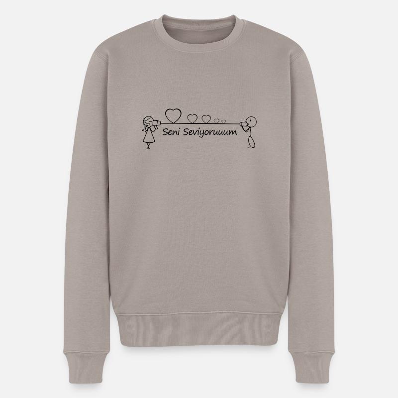 Seni Seviyorum Askim Kalp Herz - Männer Premium Bio Pullover - Taupe