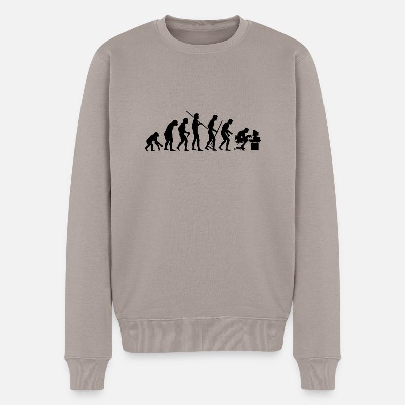 Evolution of Society - Männer Premium Bio Pullover - Taupe