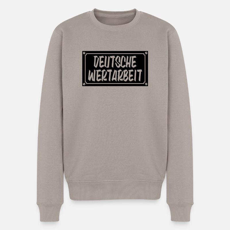 Deutsche Wertarbeit Schild - Männer Premium Bio Pullover - Taupe