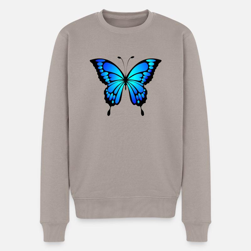 Blauer Schmetterling Geschenk idee - Männer Premium Bio Pullover - Taupe