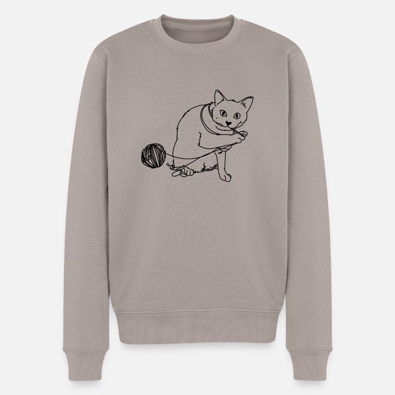 jouer chat - Pull Premium bio Homme - taupe