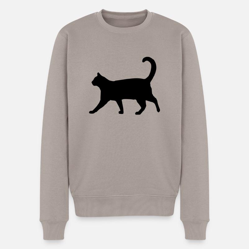 Katze Silhouette klassisch - Männer Premium Bio Pullover - Taupe