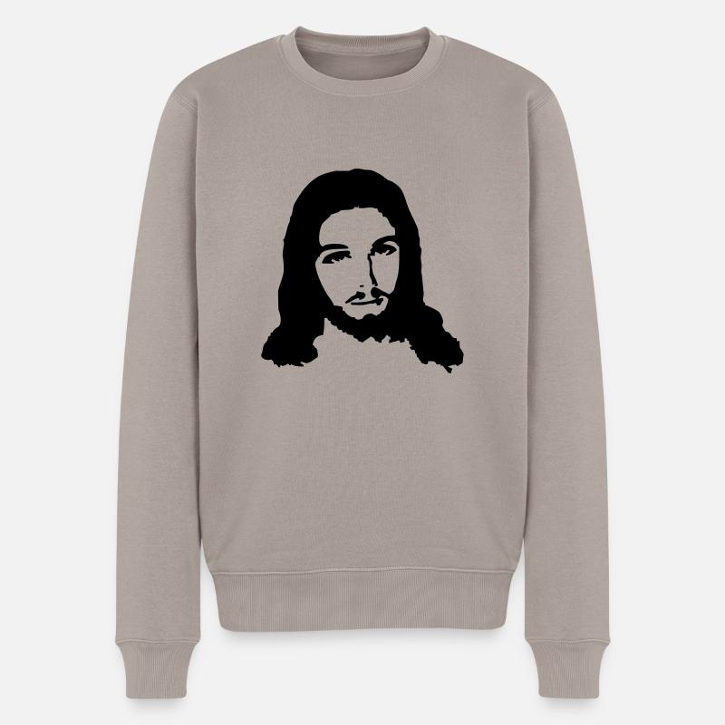 jesus - Männer Premium Bio Pullover - Taupe