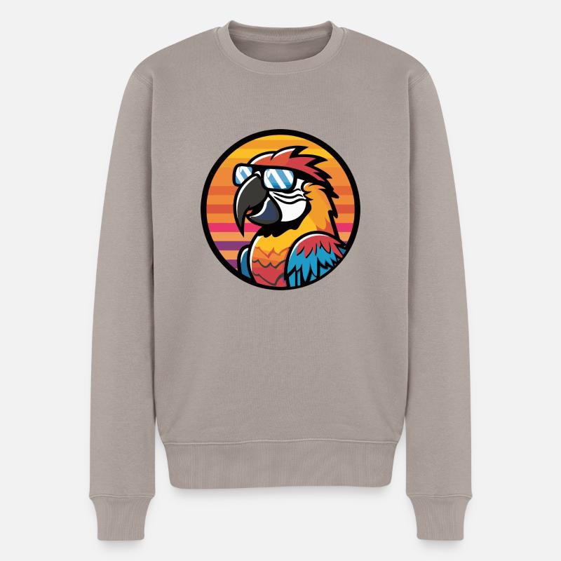 Papagei Comic Cool - Männer Premium Bio Pullover - Taupe