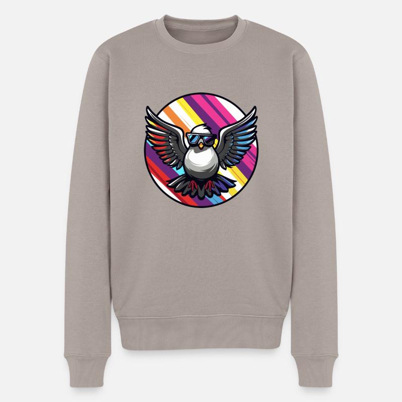 Taube Vogel Cool Comic - Männer Premium Bio Pullover - Taupe
