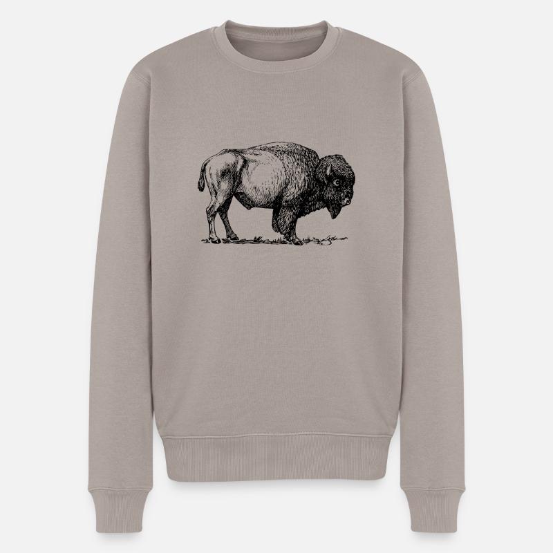 Bison - Männer Premium Bio Pullover - Taupe