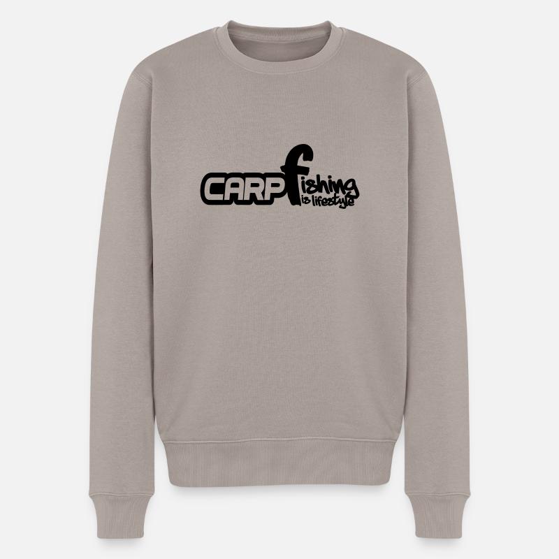 Carpe, poisson, pêche à la carpe, pêche - Pull Premium bio Homme - taupe