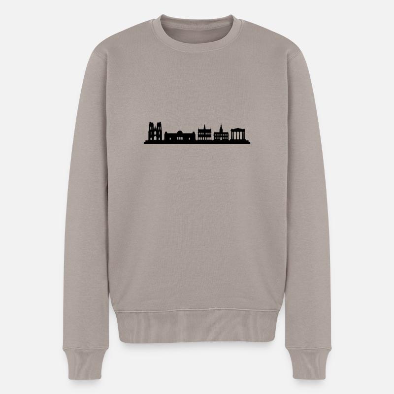 Brüssel Skyline - Männer Premium Bio Pullover - Taupe