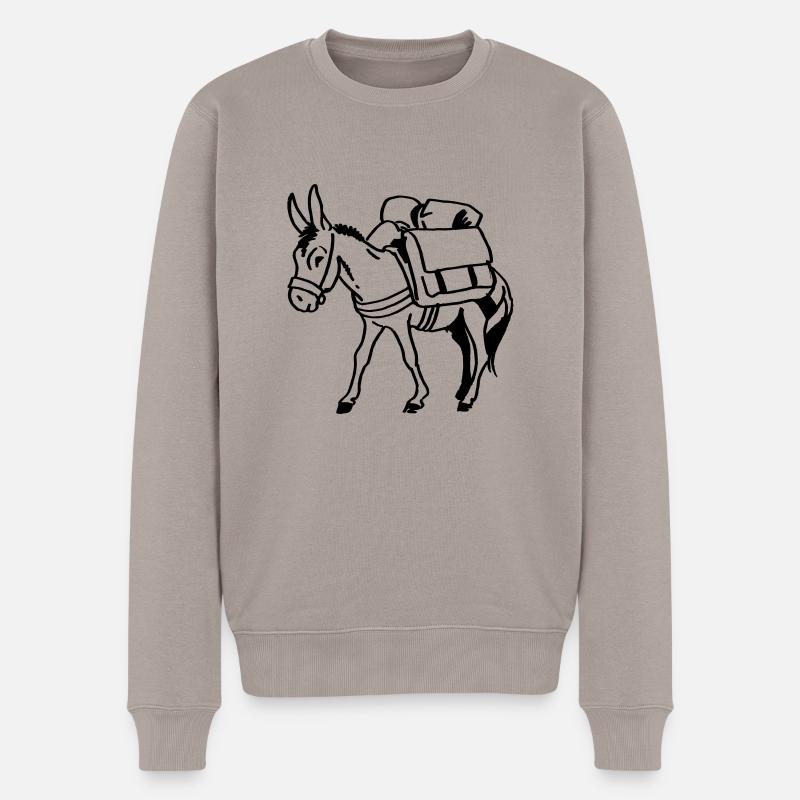 Eseltrekking - Männer Premium Bio Pullover - Taupe