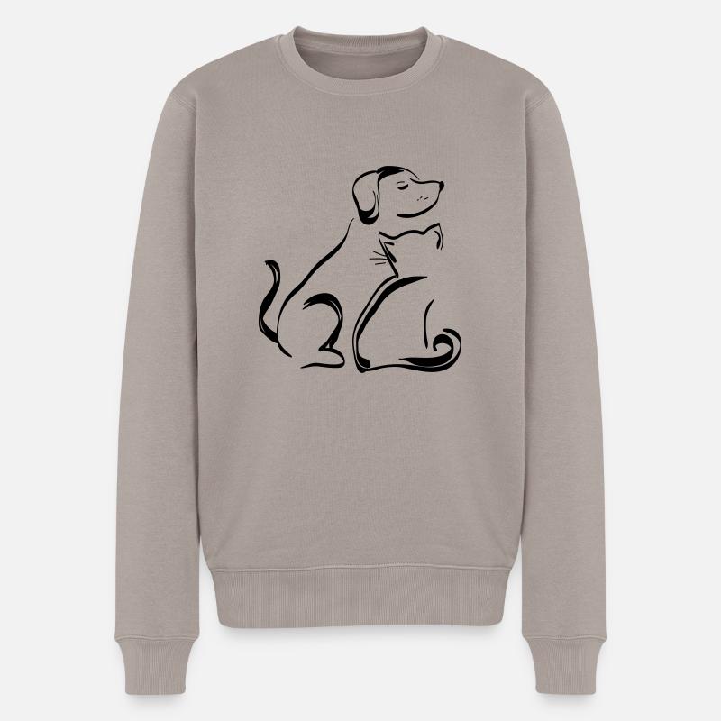 Hund - Männer Premium Bio Pullover - Taupe