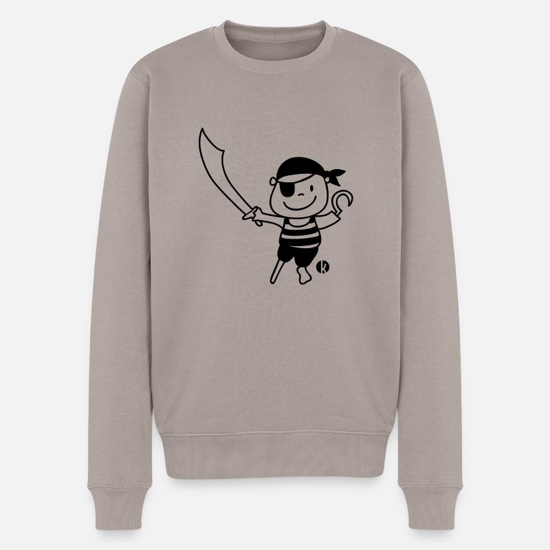Pirat - Pirate - Männer Premium Bio Pullover - Taupe