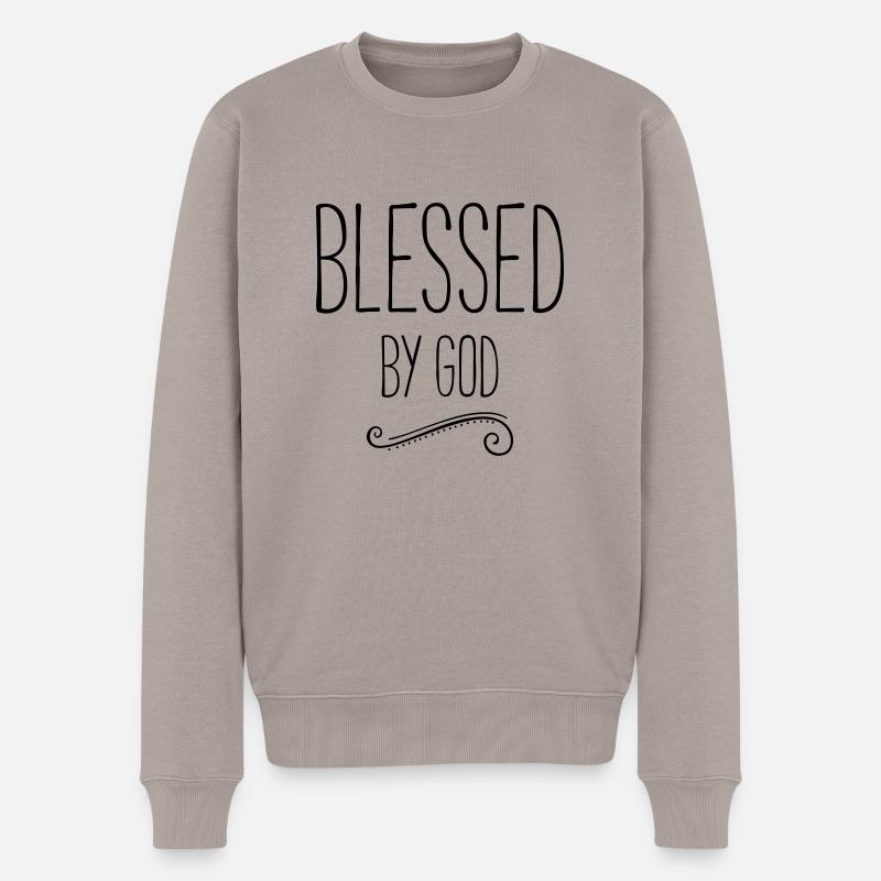 blessed by god - Männer Premium Bio Pullover - Taupe
