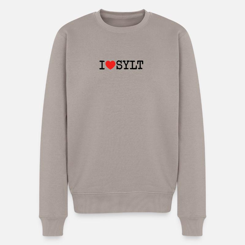 I love Sylt - Männer Premium Bio Pullover - Taupe