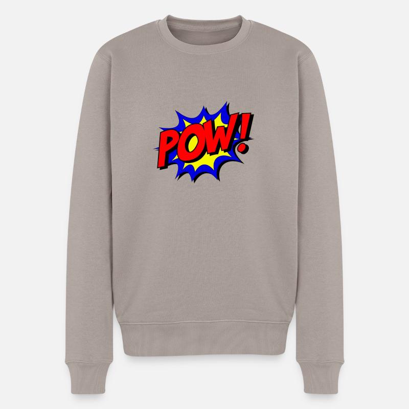 POW Design Superheld - Männer Premium Bio Pullover - Taupe