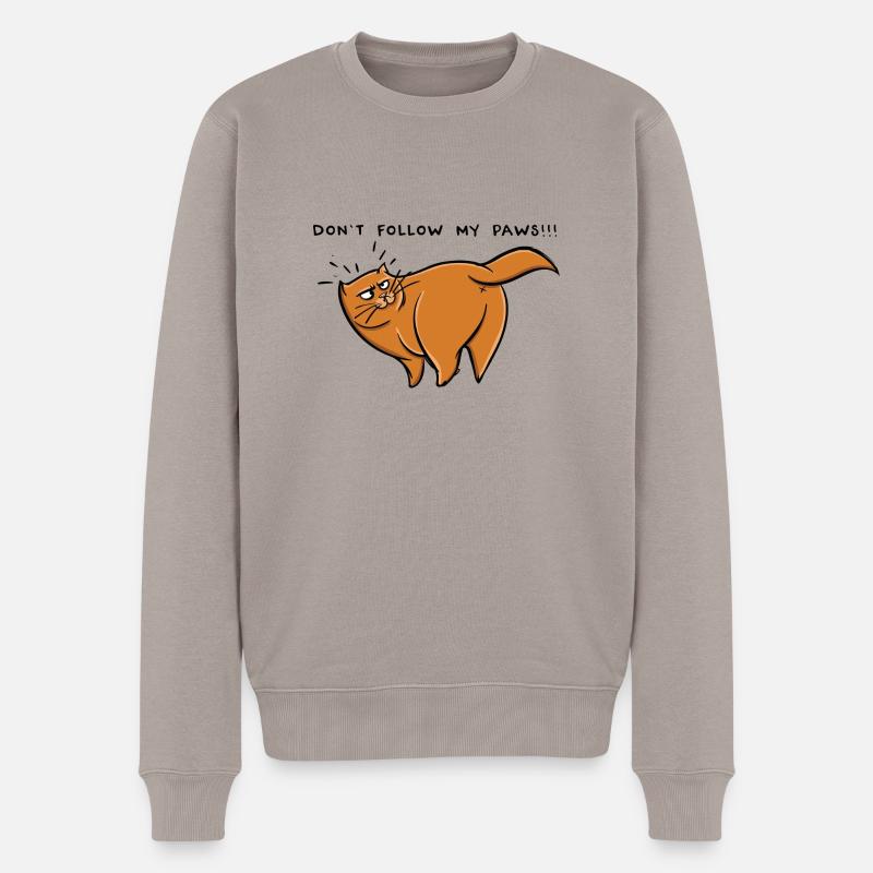 Folgen Sie meinen Pfoten nicht - Männer Premium Bio Pullover - Taupe