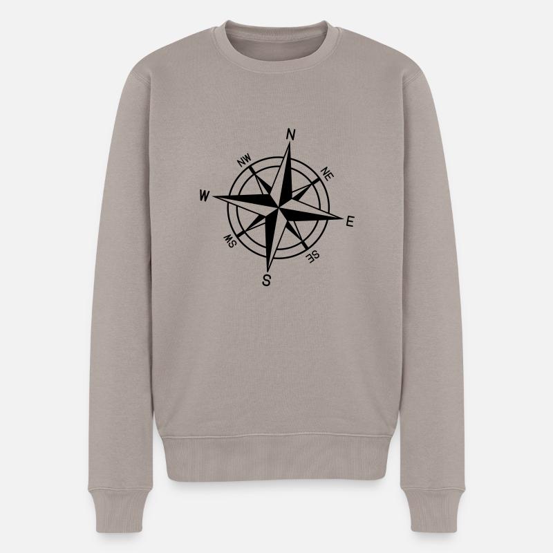 geo_kompass____f1 - Männer Premium Bio Pullover - Taupe