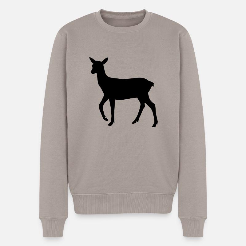 Reh - Männer Premium Bio Pullover - Taupe