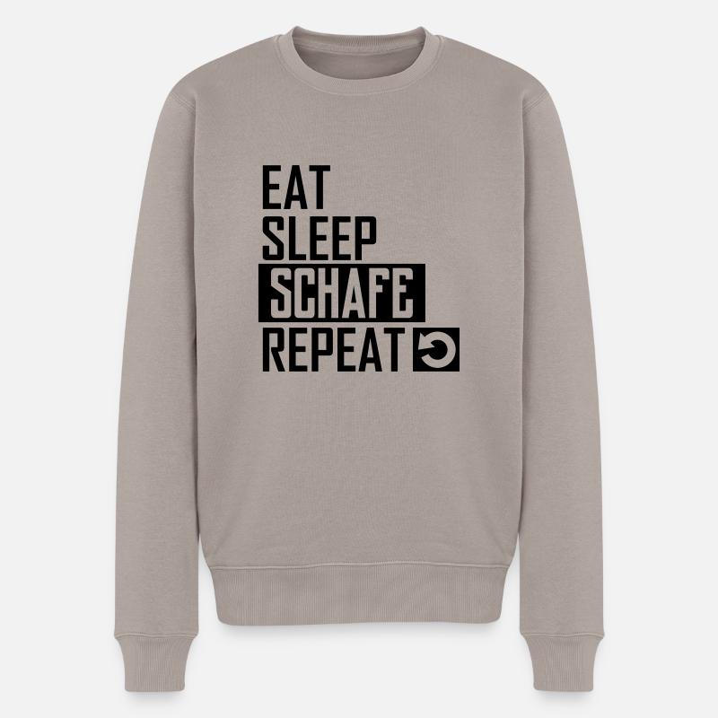 eat sleep schafe repeat - Männer Premium Bio Pullover - Taupe