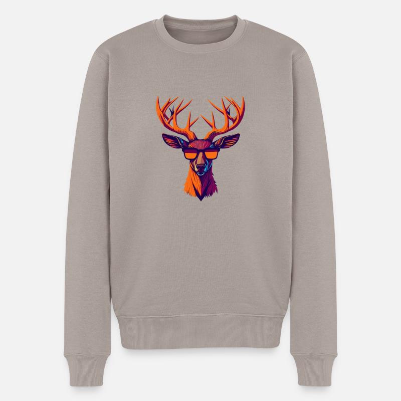 Révolte rétro des cerfs - Pull Premium bio Homme - taupe