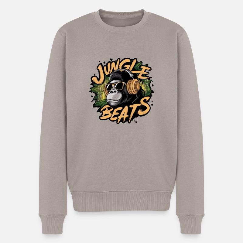 Dschungel-Gorilla-Musik - Männer Premium Bio Pullover - Taupe