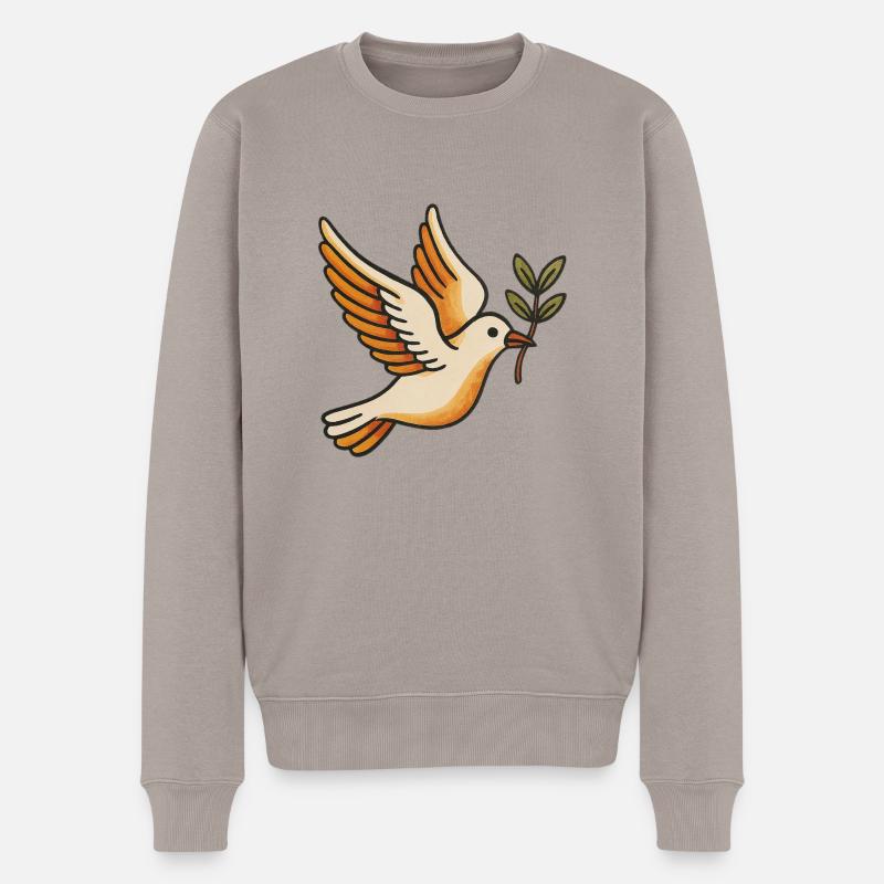Taube des Friedens - Männer Premium Bio Pullover - Taupe