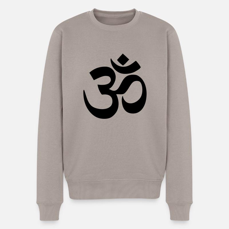 AUM OM Devanagari 1c - Pull Premium bio Homme - taupe
