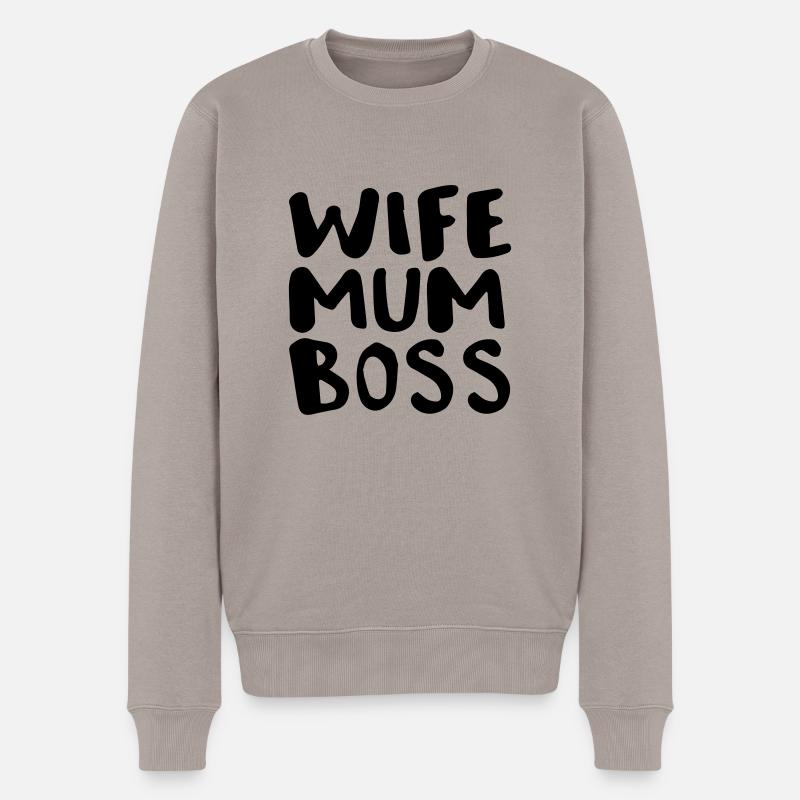 Wife mum boss - Männer Premium Bio Pullover - Taupe