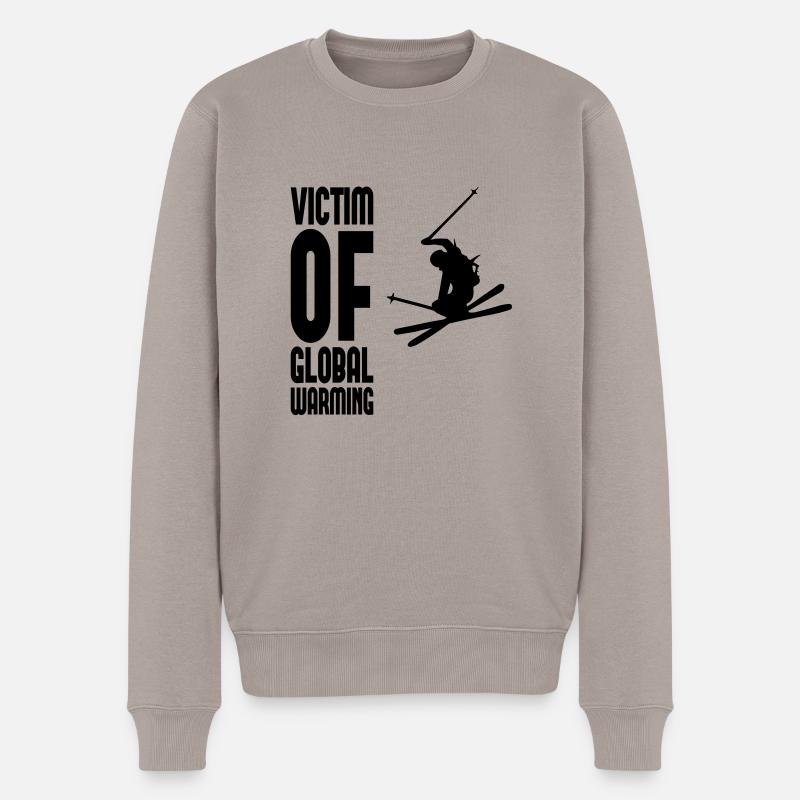 Victim of global warming - Ski - Männer Premium Bio Pullover - Taupe