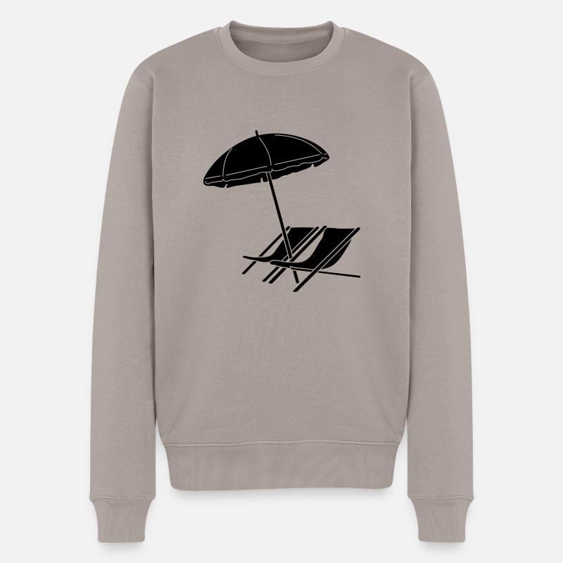 Sonnenschirm und Stühlen_g1 - Männer Premium Bio Pullover - Taupe