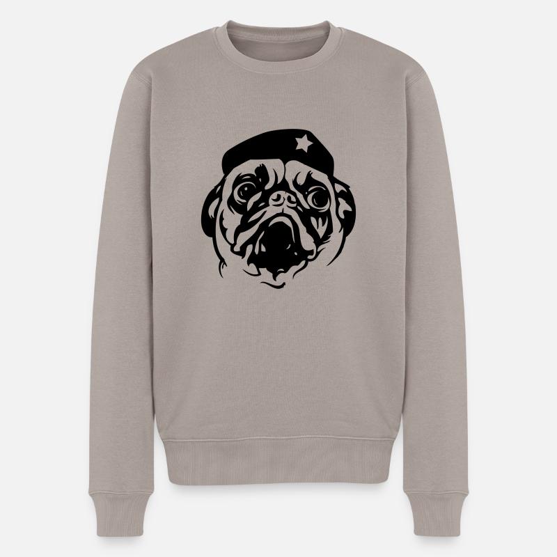 Comandante Pug - Männer Premium Bio Pullover - Taupe