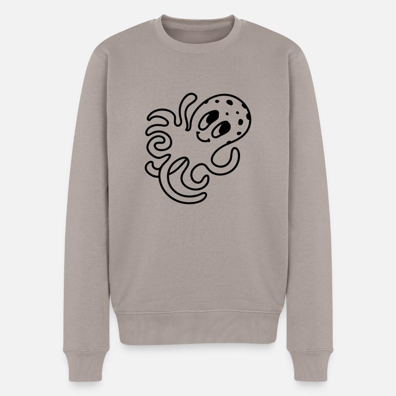 Krake - Line - Männer Premium Bio Pullover - Taupe