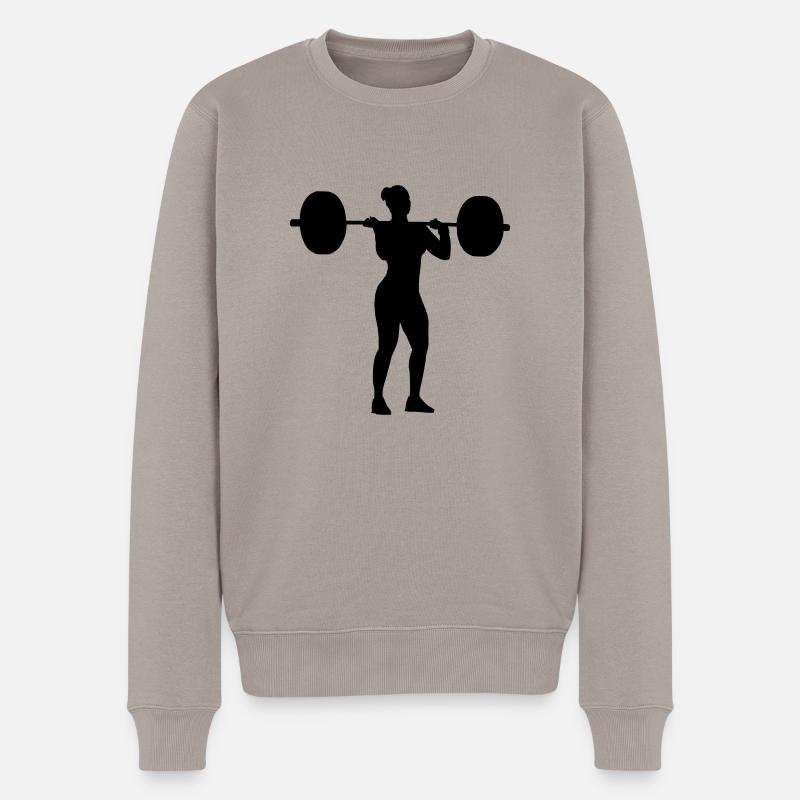 Umsetzen Endposition Frau - Männer Premium Bio Pullover - Taupe