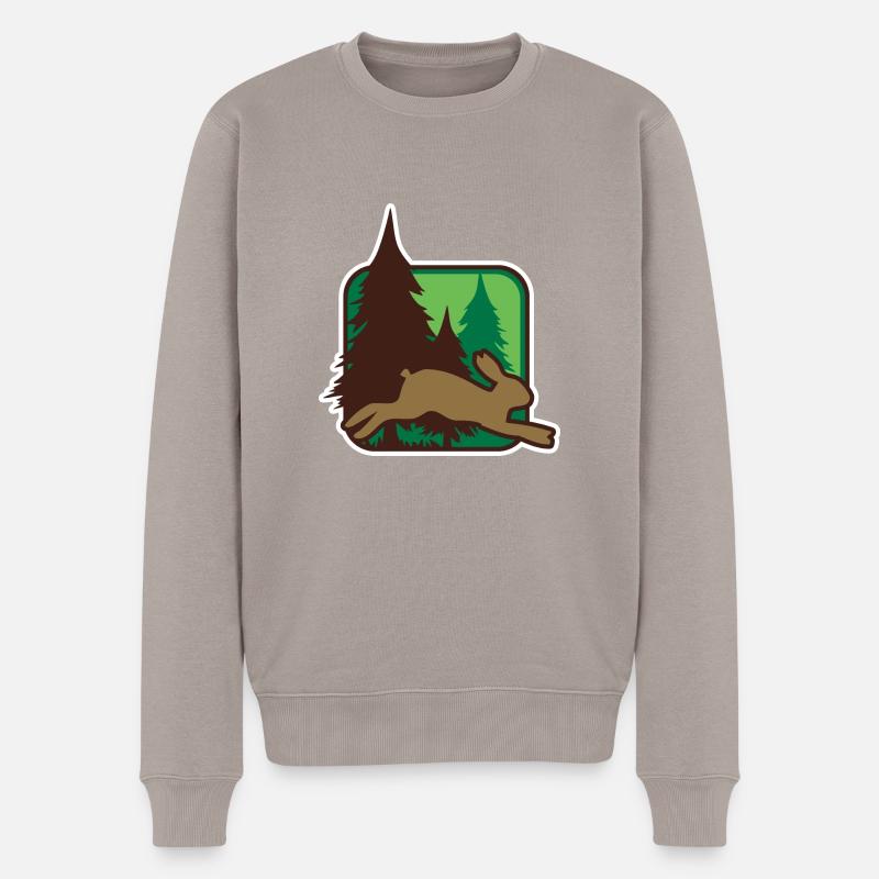 Hase - Symbol - Männer Premium Bio Pullover - Taupe