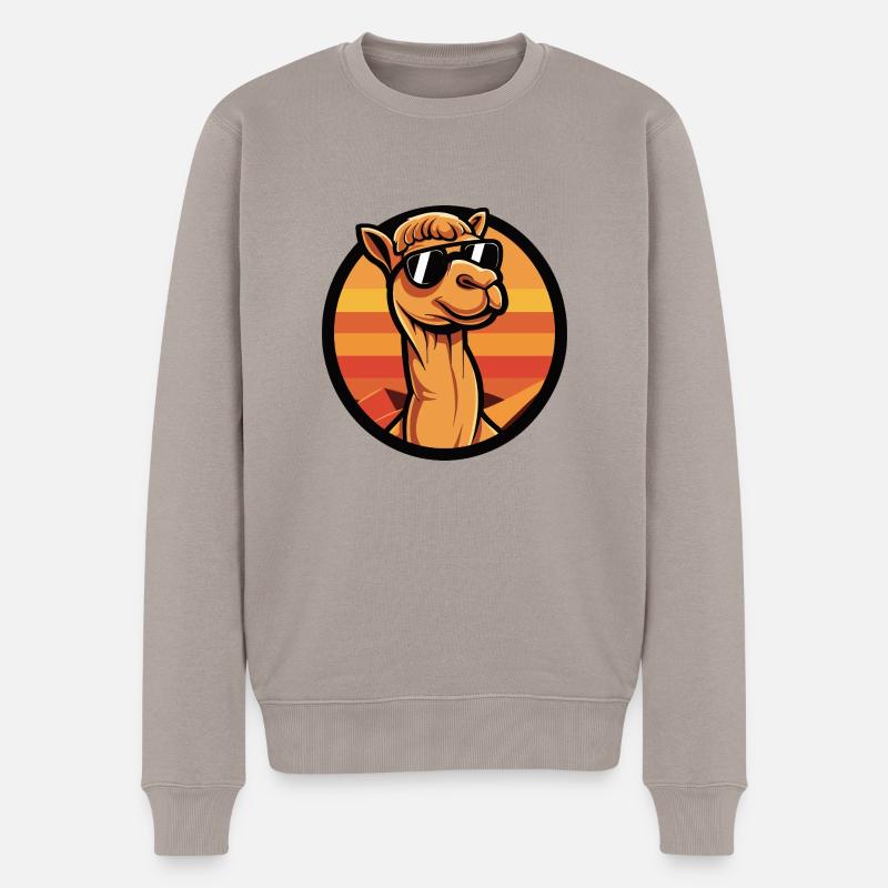 Kamel Comic Cool - Männer Premium Bio Pullover - Taupe