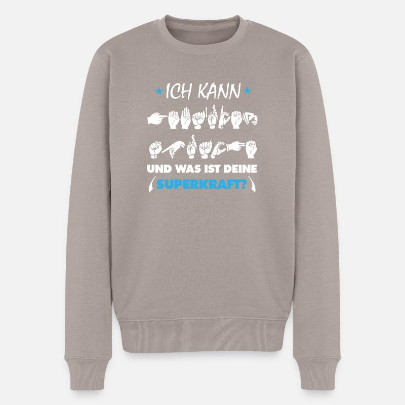 Ich kann Gebärdensprache - Männer Premium Bio Pullover - Taupe
