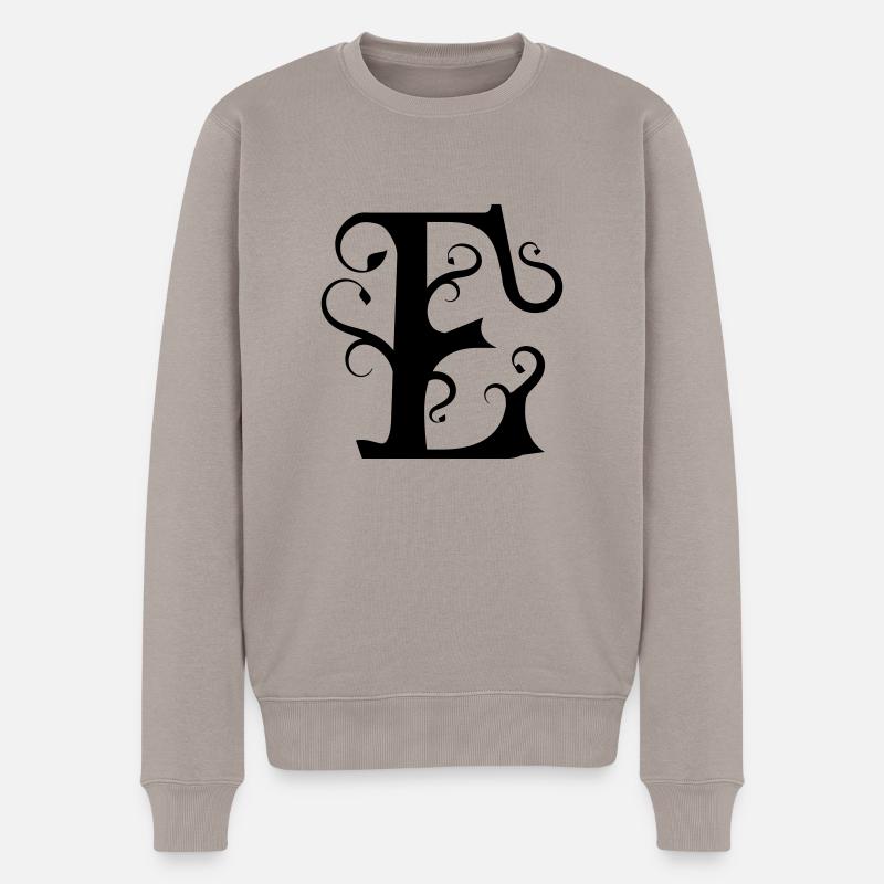 Monogramm Letter E - Männer Premium Bio Pullover - Taupe